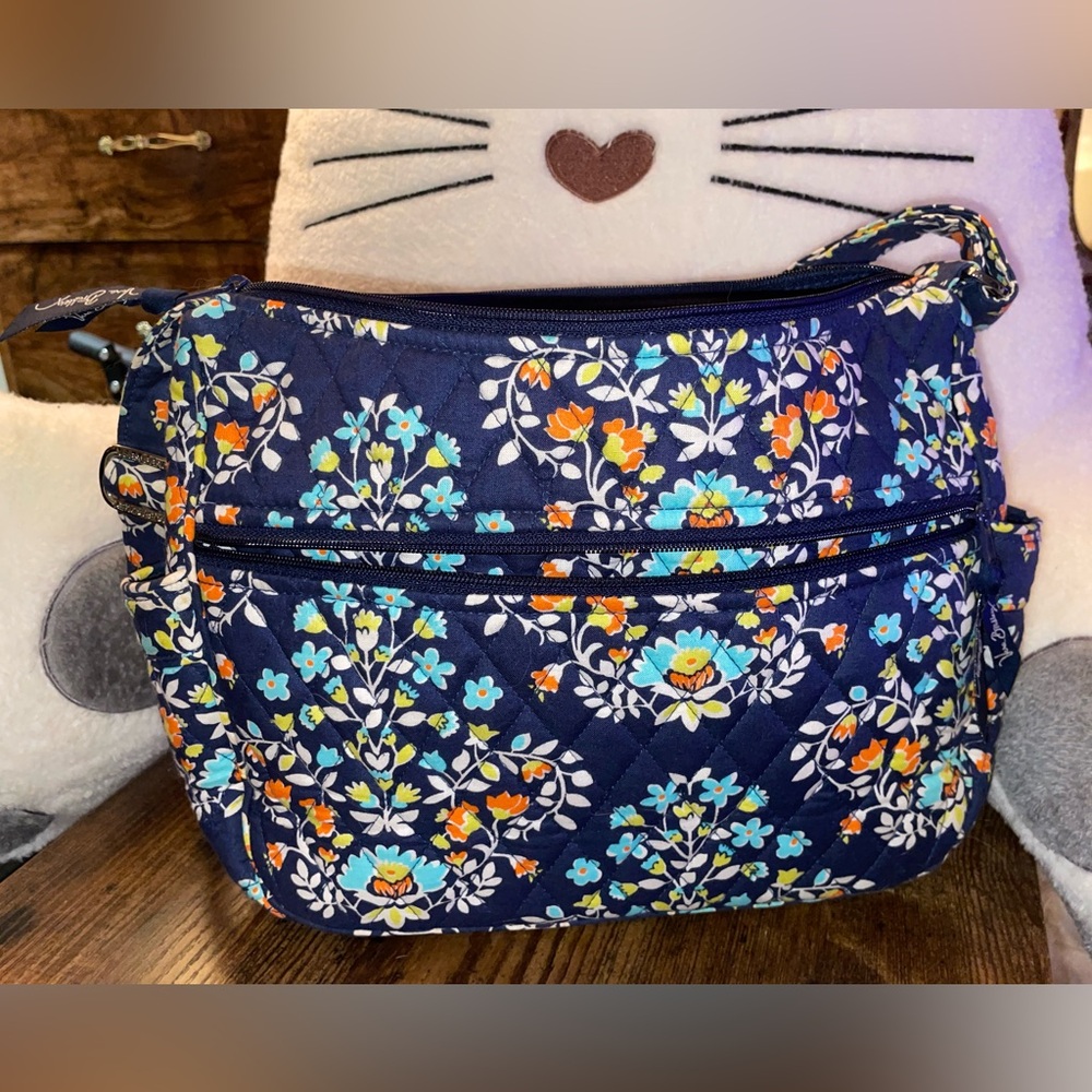 Vera Bradley Navy Floral Bag with Silver Accent
